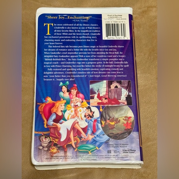 Rare Walt Disney Masterpiece Collection Cinderella 1995 VHS #5265 Edition - Picture 2 of 12